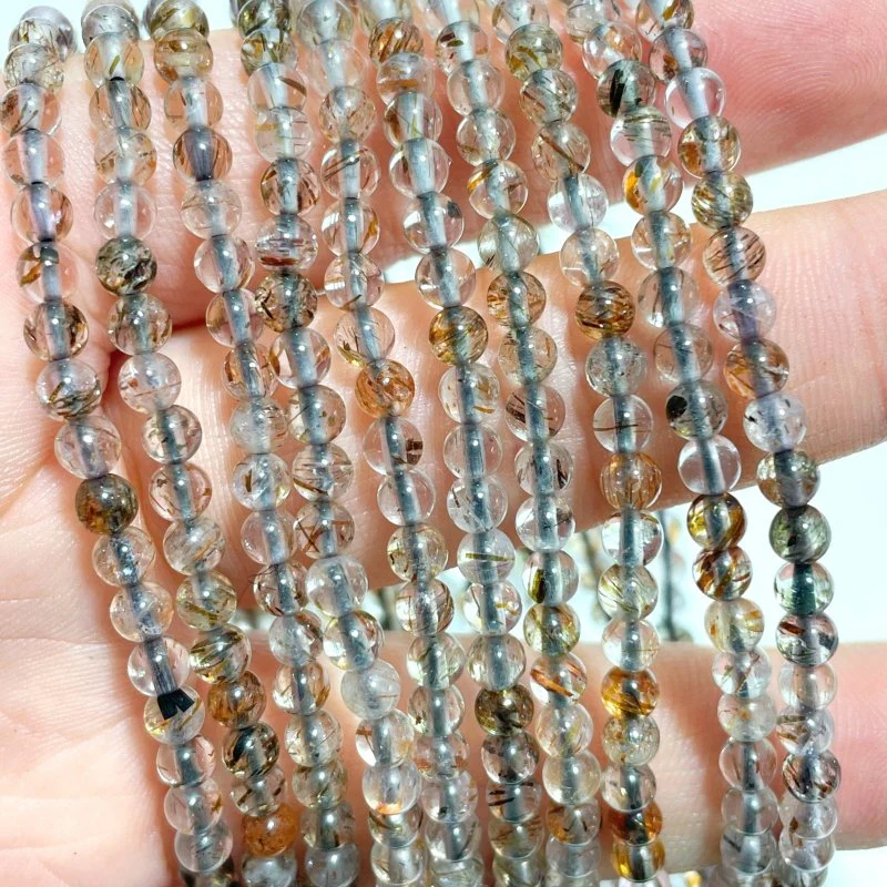 0.16in(4mm) Black/Red/Gold Rutile Bracelet Wholesale