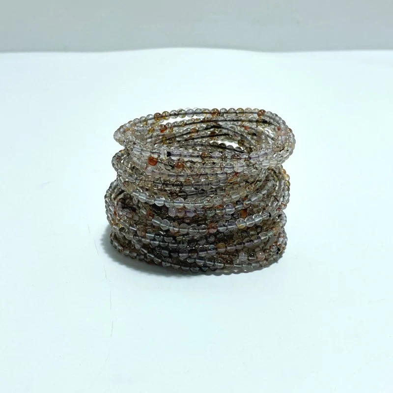 0.16in(4mm) Black/Red/Gold Rutile Bracelet Wholesale - Image 2