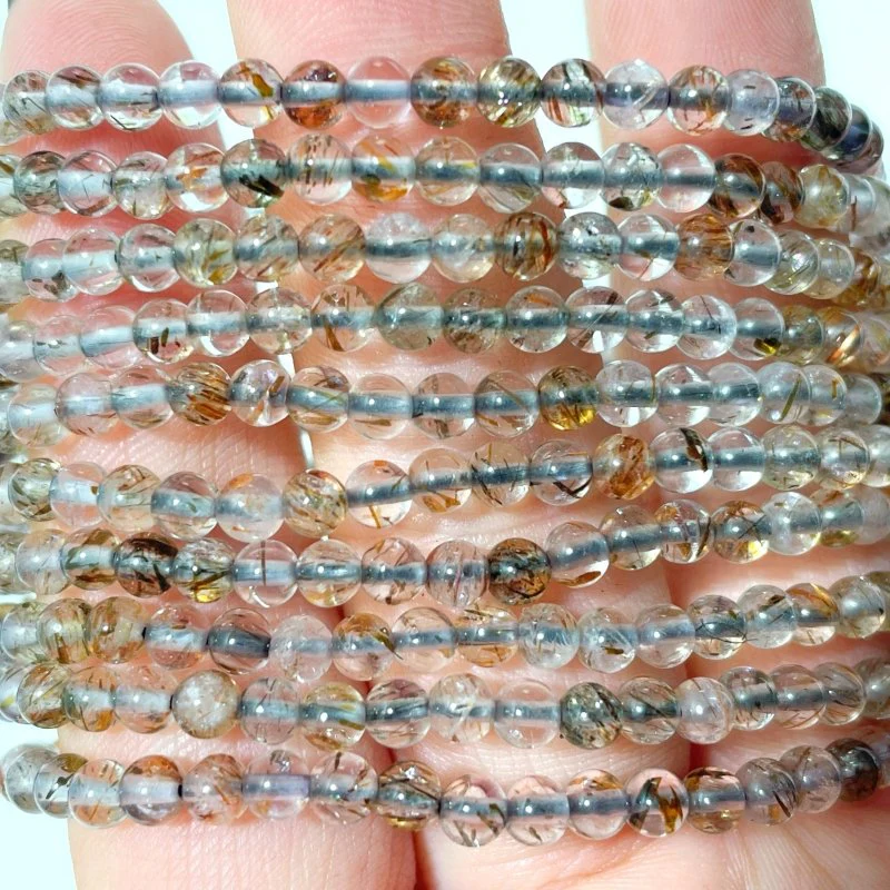 0.16in(4mm) Black/Red/Gold Rutile Bracelet Wholesale - Image 3