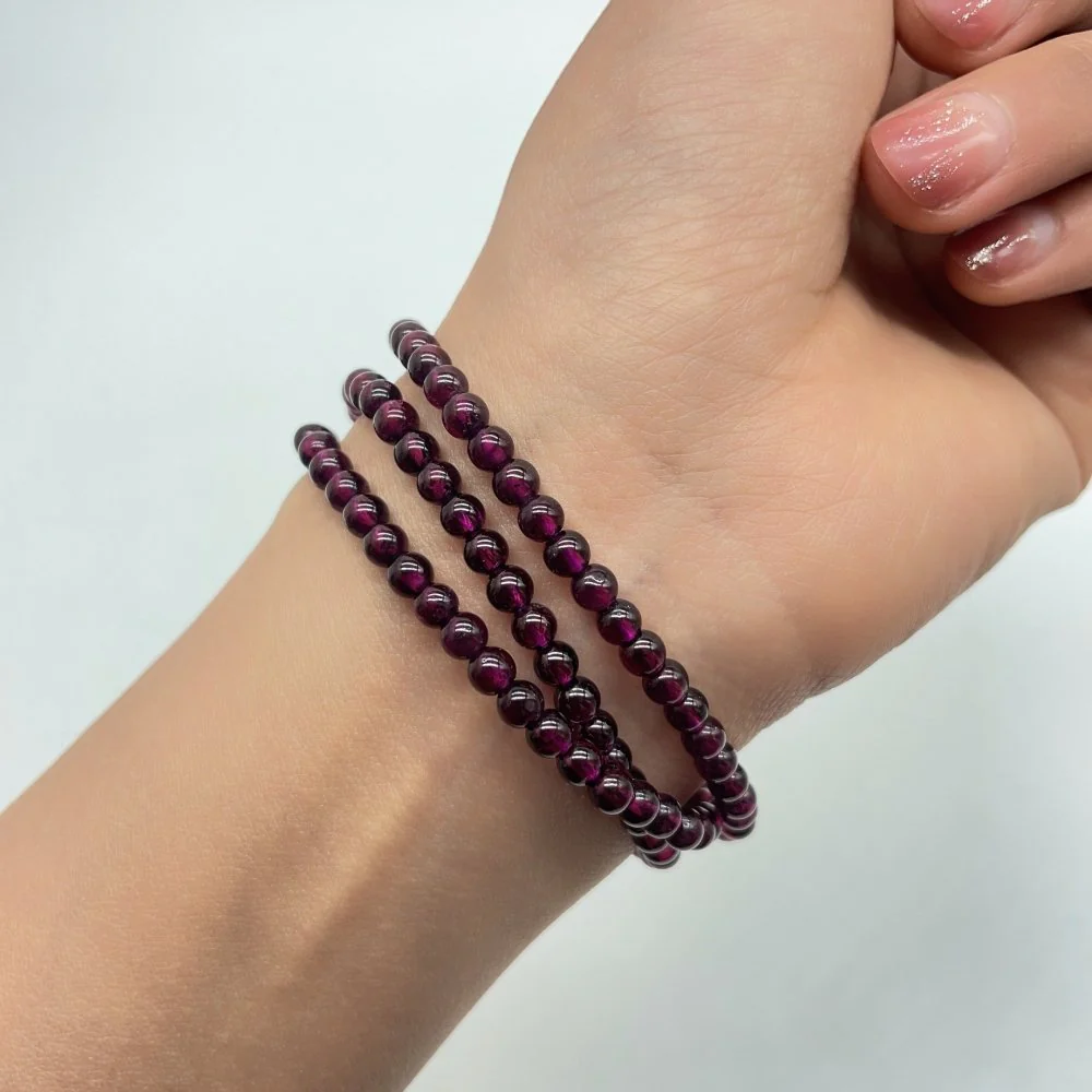4mm/3mm High Quality 3-LOOP Garnet Bracelet Wholesale