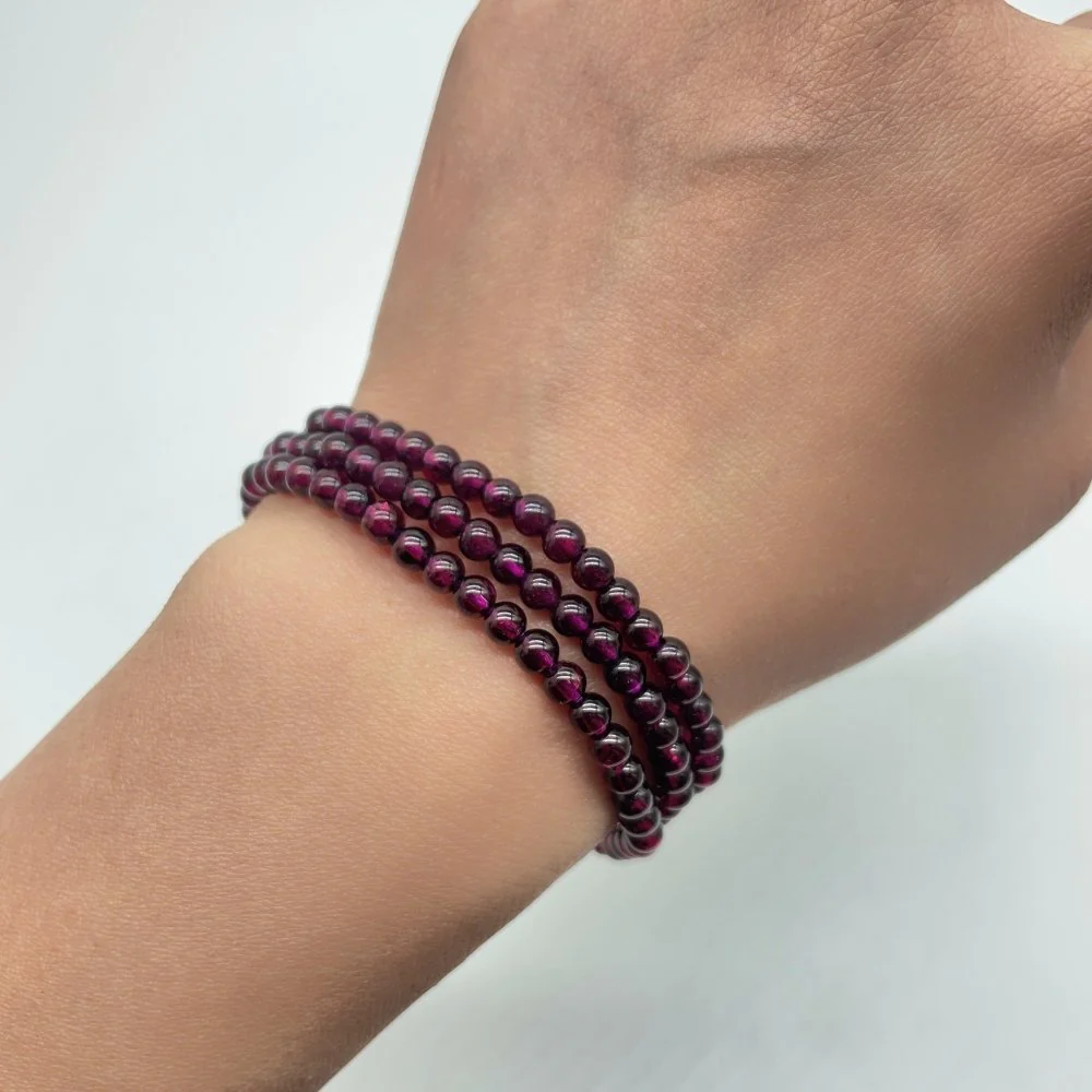 4mm/3mm High Quality 3-LOOP Garnet Bracelet Wholesale - Image 2