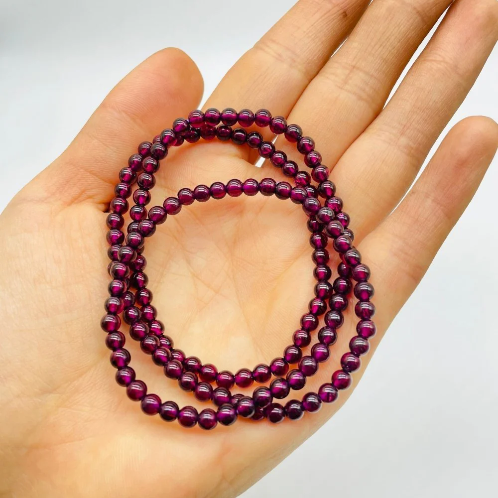 4mm/3mm High Quality 3-LOOP Garnet Bracelet Wholesale - Image 3