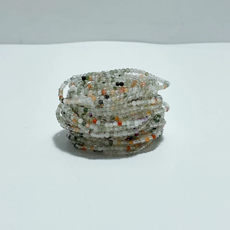 0.16in(4mm) Multi-gem Beads Bracelet Wholesale Rutile Amethyst Rabbit Hair Quartz Mixed Clear Quartz - Image 2