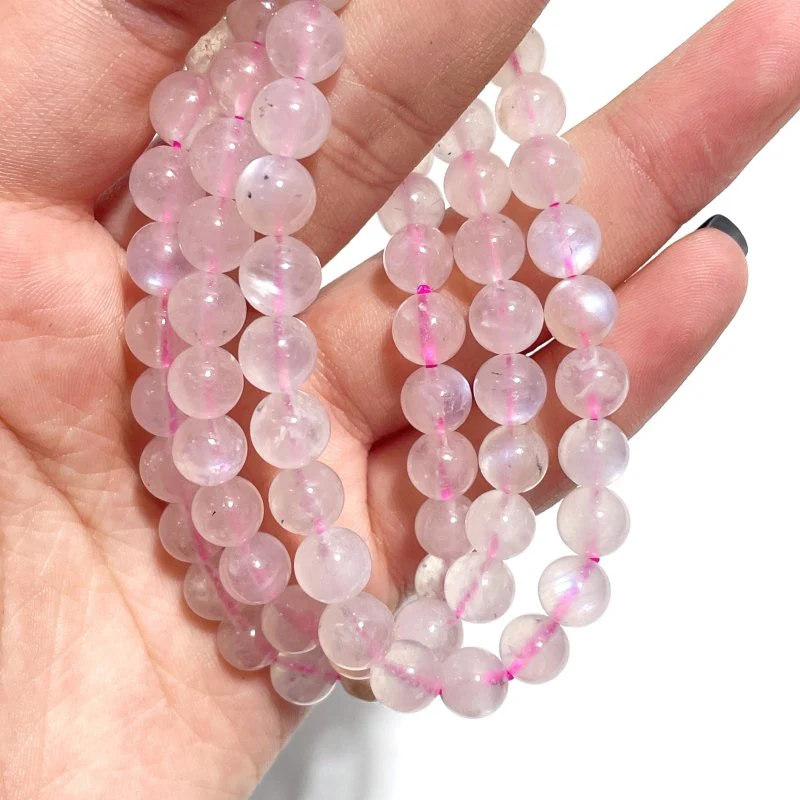 0.31in(8mm) Pink Moonstone Bracelet Wholesale - Image 2
