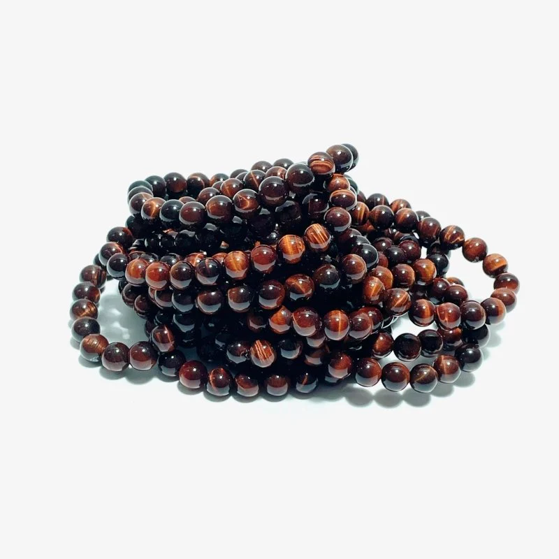 0.31in(8mm) Red Tiger Eye Bracelet Wholesale - Image 2
