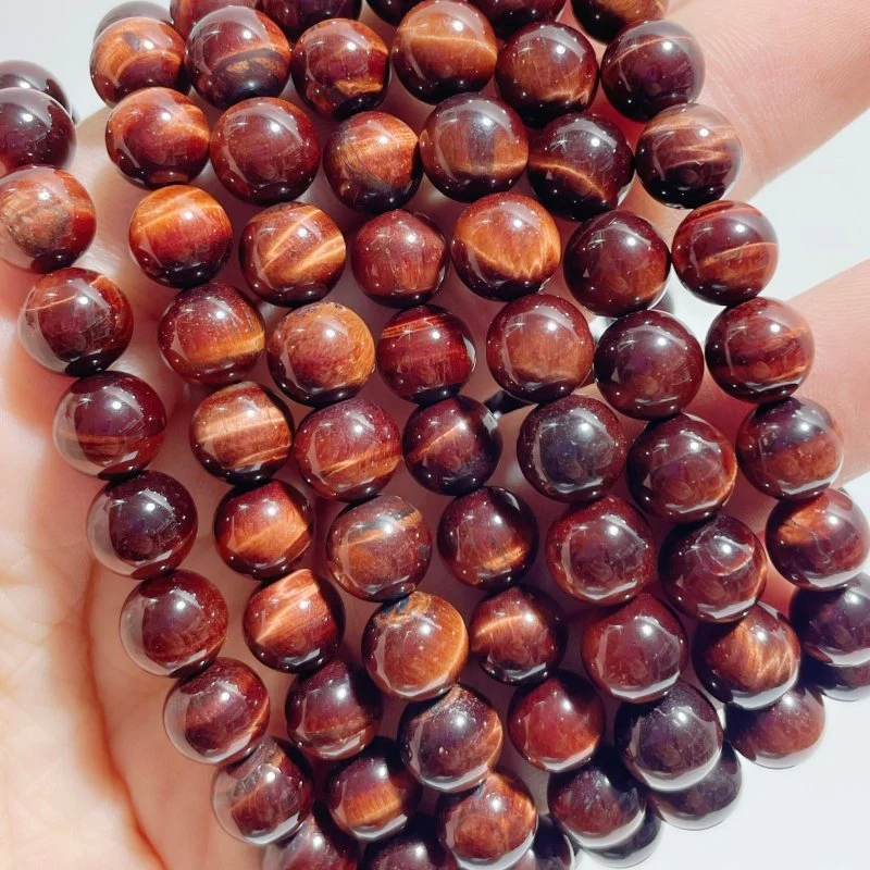 0.31in(8mm) Red Tiger Eye Bracelet Wholesale - Image 3