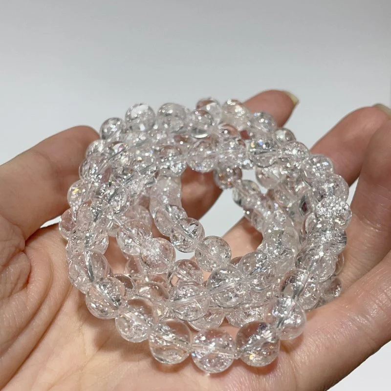 0.32in(8mm) Himalayan Rainbow Clear Quartz Crystal Bracelet Wholesale - Image 2