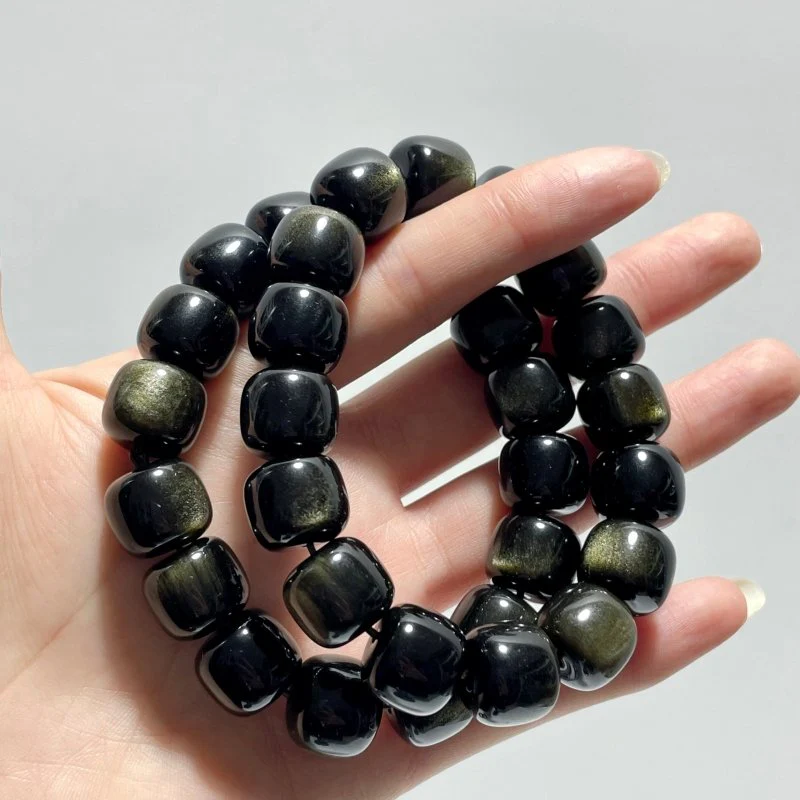 Gold Sheen Obsidian Cube Bracelet Wholesale