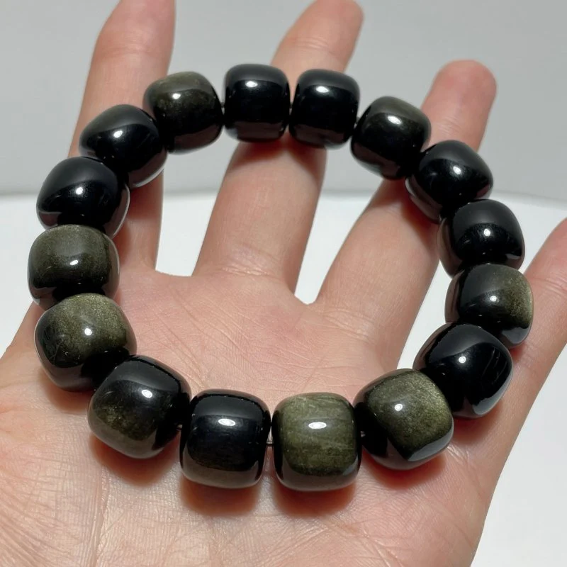 Gold Sheen Obsidian Cube Bracelet Wholesale - Image 2