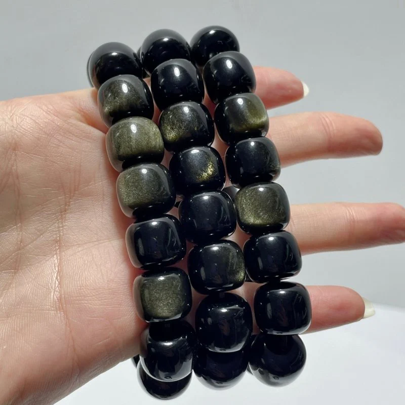 Gold Sheen Obsidian Cube Bracelet Wholesale - Image 3