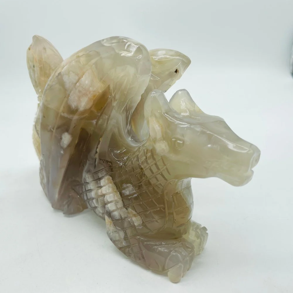0.66kg Sakura Flower Agate Dragon Carving - Image 4