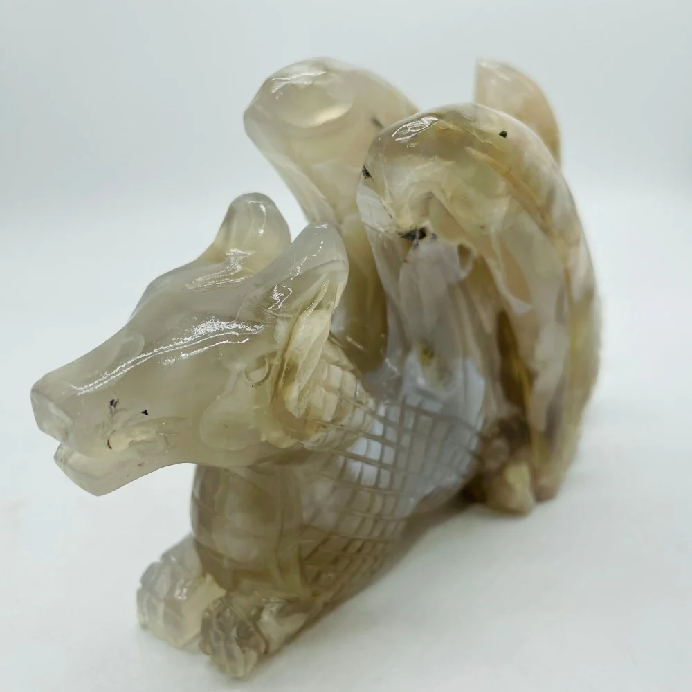 0.66kg Sakura Flower Agate Dragon Carving - Image 5
