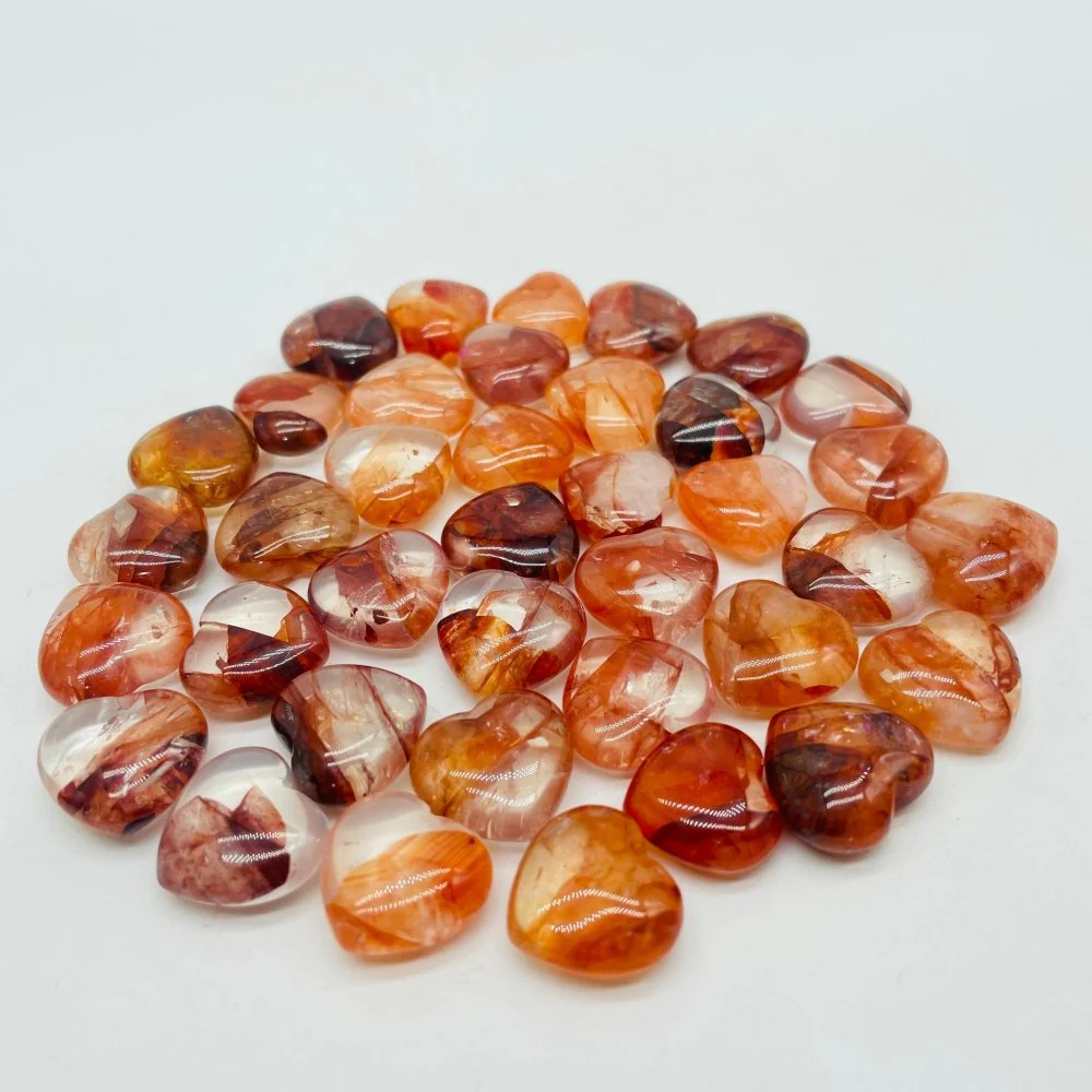 0.6in(1.5cm) Fire Quartz Mini Heart DIY Pendant Wholesale - Image 4