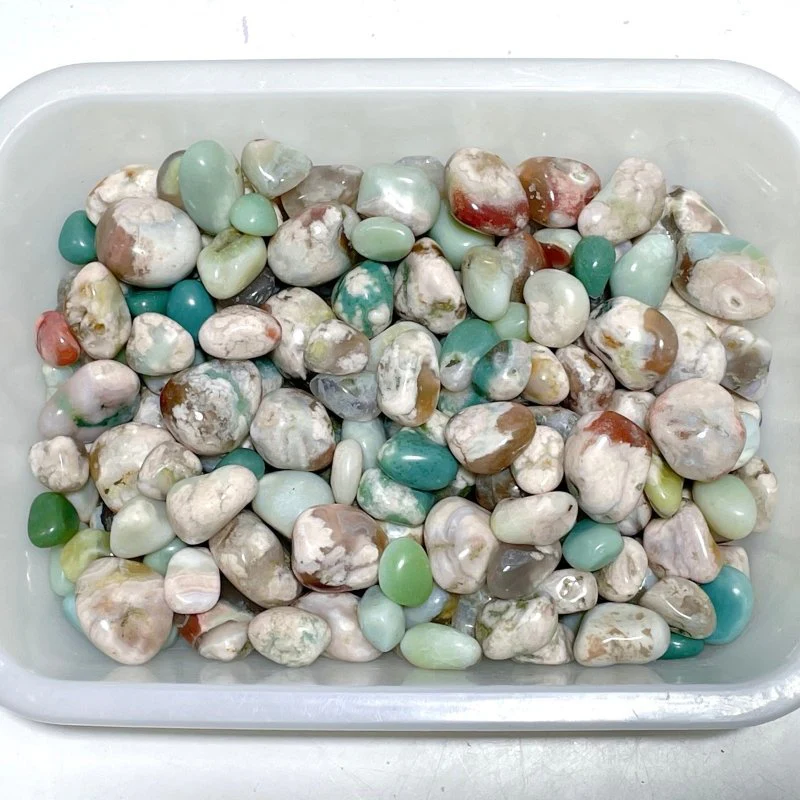 0.7-1.3in Green/White Flower Agate Tumbled Sakura Agate Wholesale - Image 5