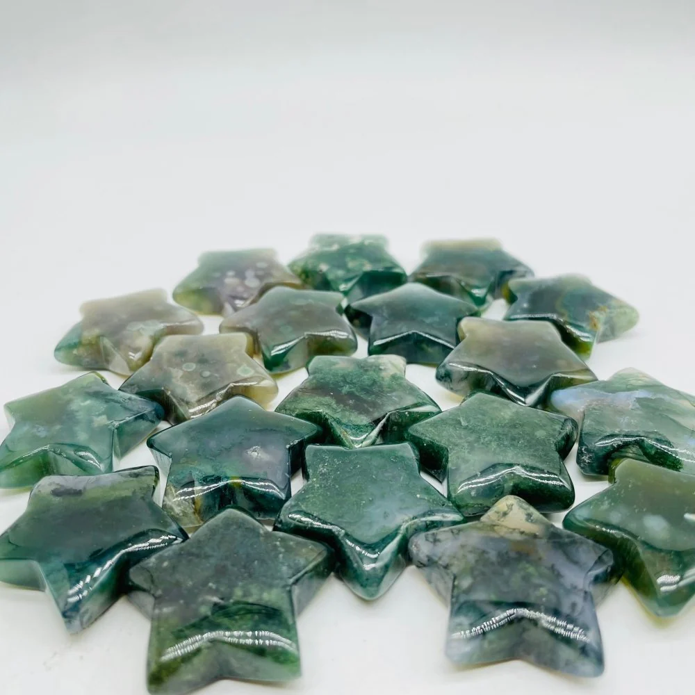 1.2in (30mm) Moss Agate Star Wholesale - Image 2