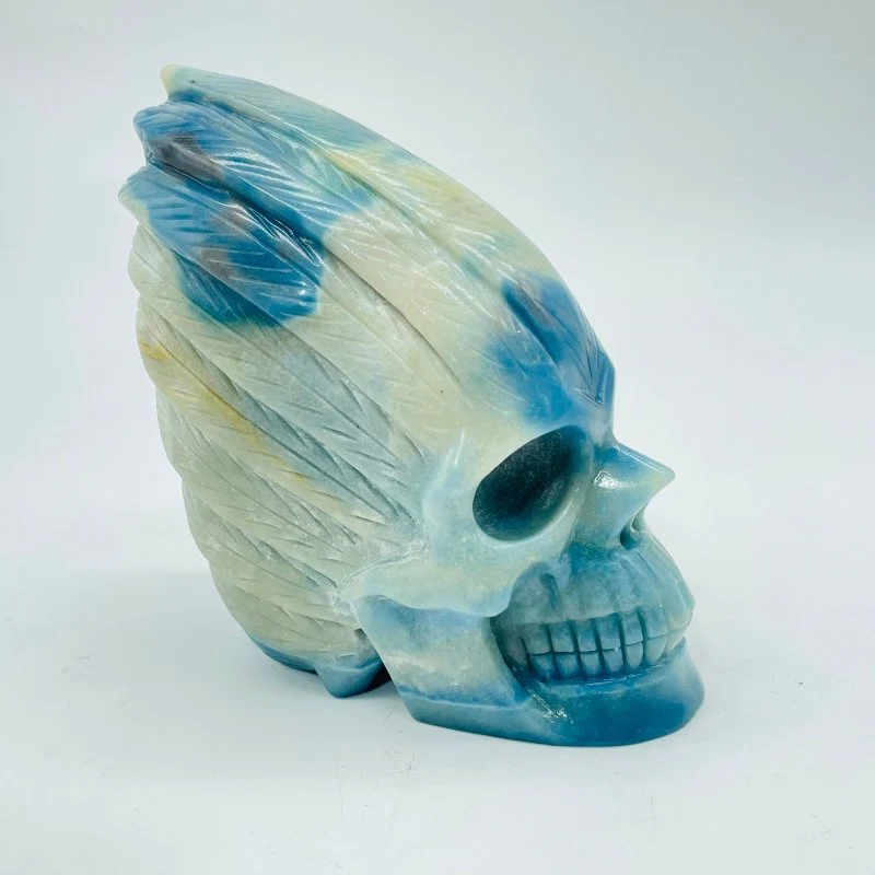 1.3kg Blue Trolleite Indian Skull Carving - Image 2