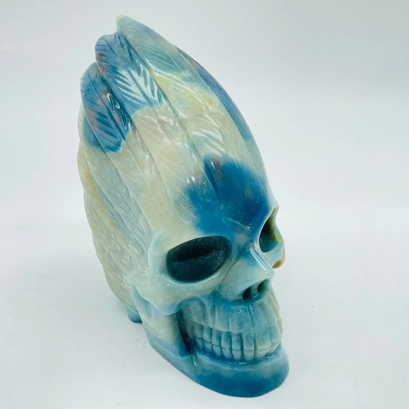 1.3kg Blue Trolleite Indian Skull Carving - Image 4