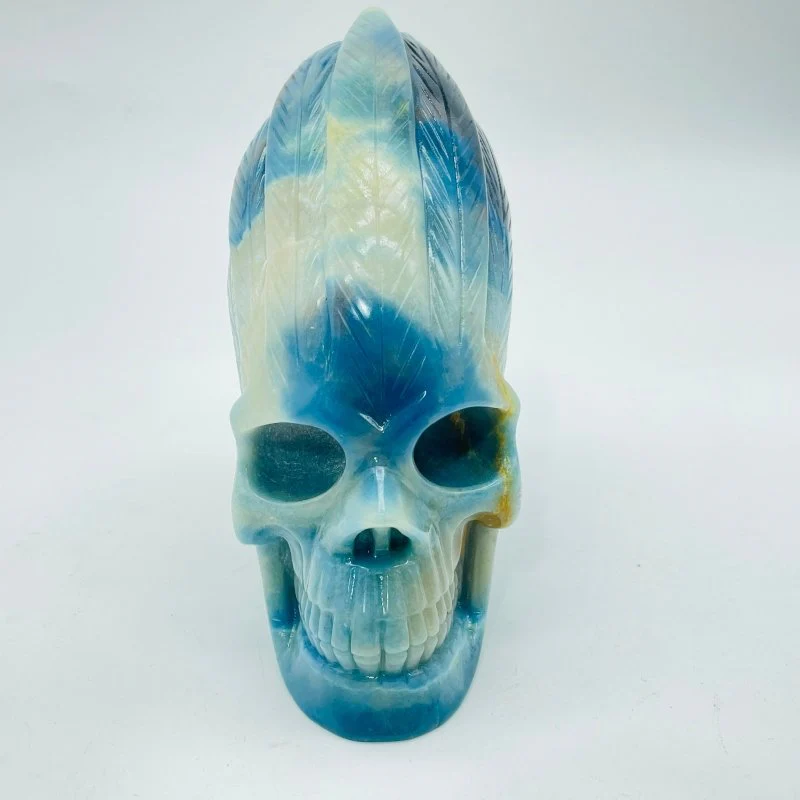 1.3kg Blue Trolleite Indian Skull Carving - Image 5
