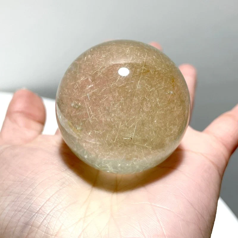 1.7in (4.5cm) Beautiful Gold Rutile Crystal Sphere - Image 3