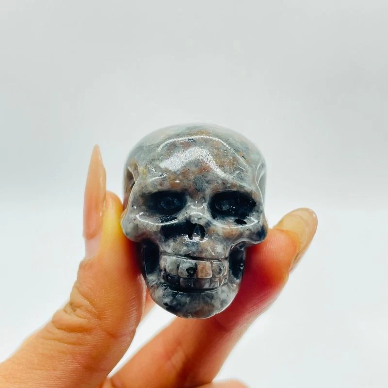 1.7in Skull Carving Wholesale Yooperlite (UV Reactive) Larvikite - Image 3