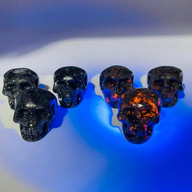 1.7in Skull Carving Wholesale Yooperlite (UV Reactive) Larvikite - Image 5