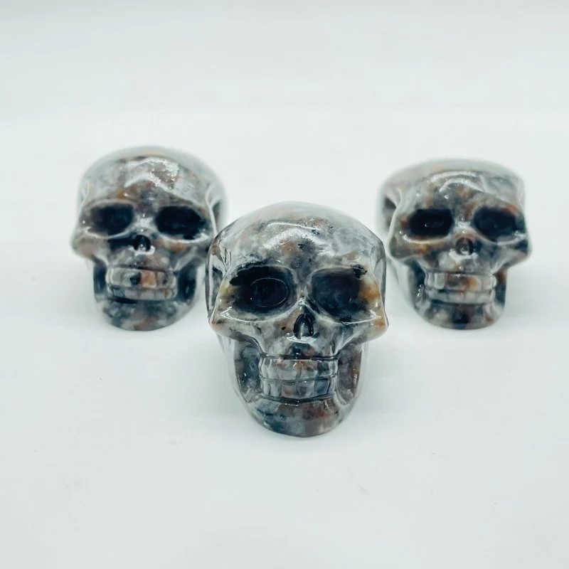 1.7in Skull Carving Wholesale Yooperlite (UV Reactive) Larvikite - Image 8