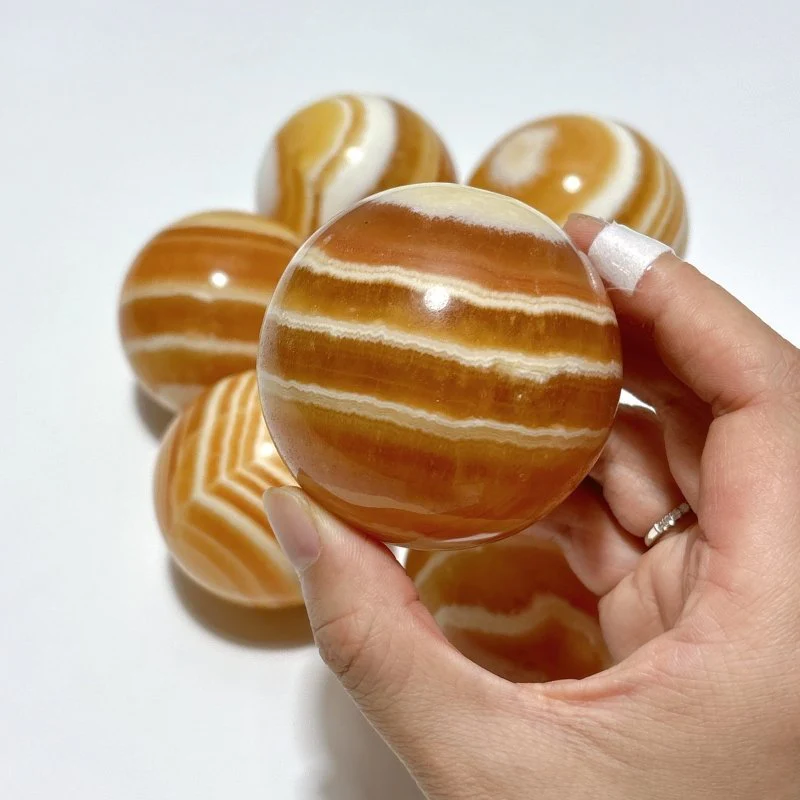 1.9-2.5inch Yellow Calcite Stripe Spheres Wholesale - Image 4