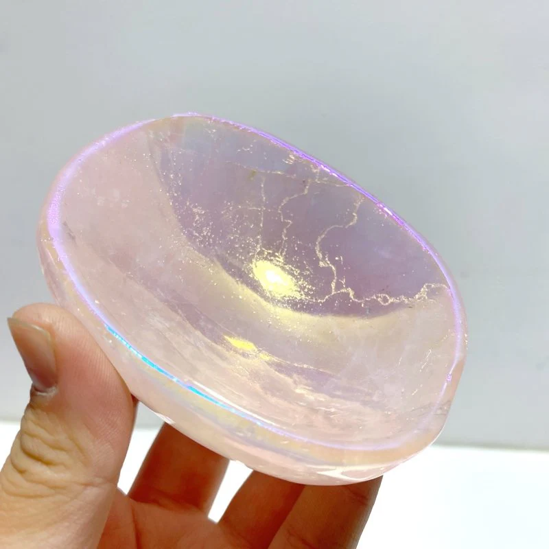 10 Pieces Aura Rose Quartz Bowl Carving - Image 2