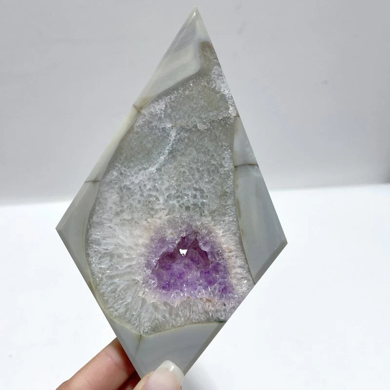 9 Pieces Beautiful Geode Druzy Agate Rhombus Shape - Image 2
