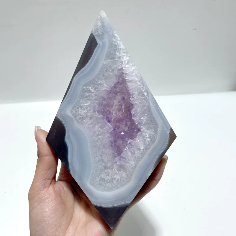 9 Pieces Beautiful Geode Druzy Agate Rhombus Shape - Image 3