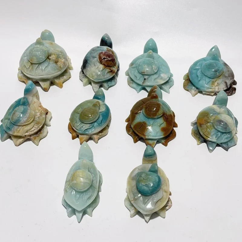 10 Pieces Caribbean Calcite Sea Turtle Mom And Son Carving - Image 2
