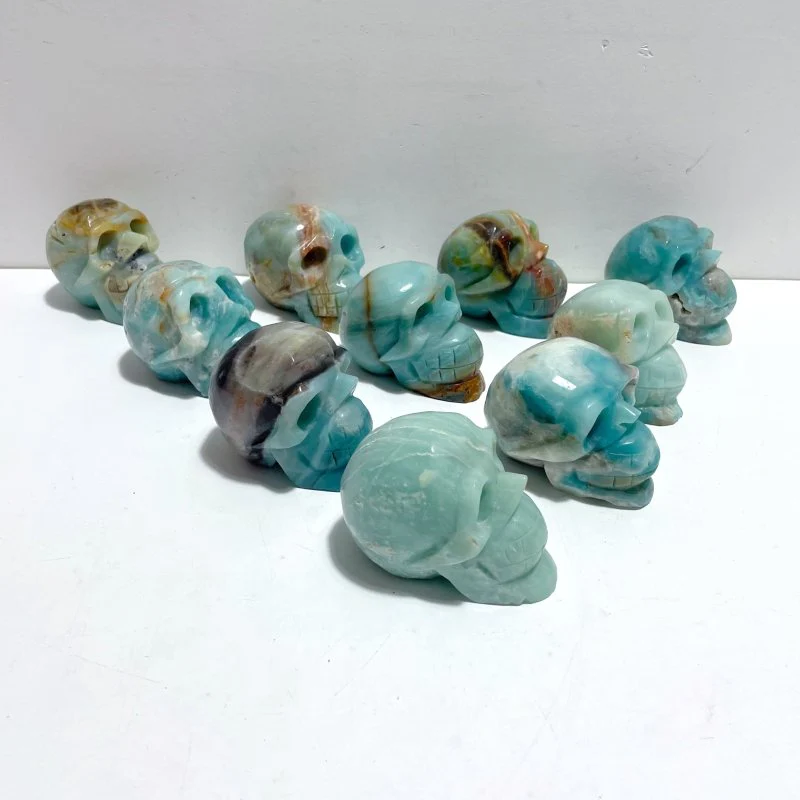 10 Pieces Caribbean Calcite Skull Carving