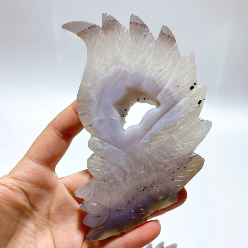 10 Pieces Geode Agate Druzy Indian Feathers Carving - Image 2