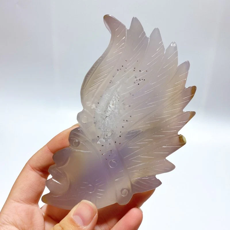 10 Pieces Geode Agate Druzy Indian Feathers Carving - Image 3