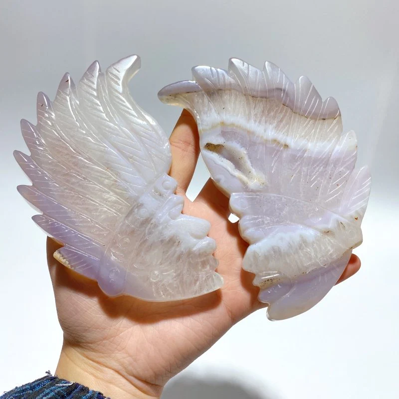 10 Pieces Geode Agate Druzy Indian Feathers Carving - Image 7