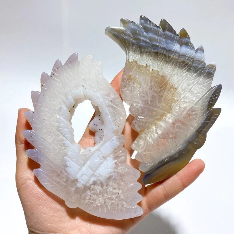 10 Pieces Geode Agate Druzy Indian Feathers Carving - Image 5