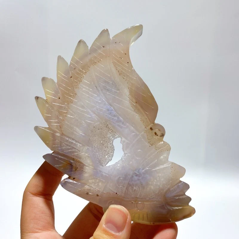 10 Pieces Geode Agate Druzy Indian Feathers Carving - Image 6