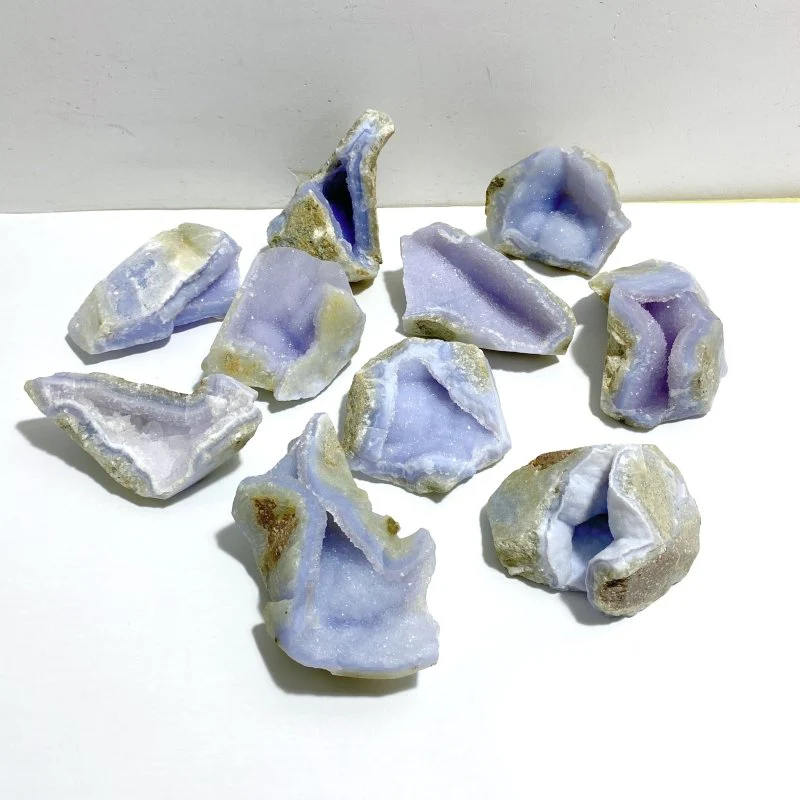 10 Pieces Geode Blue Chalcedony Druzy