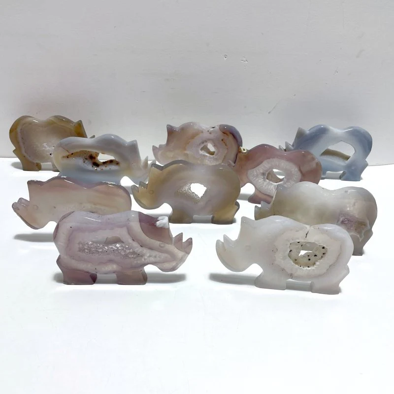 10 Pieces Geode Druzy Agate Rhino Carving - Image 3