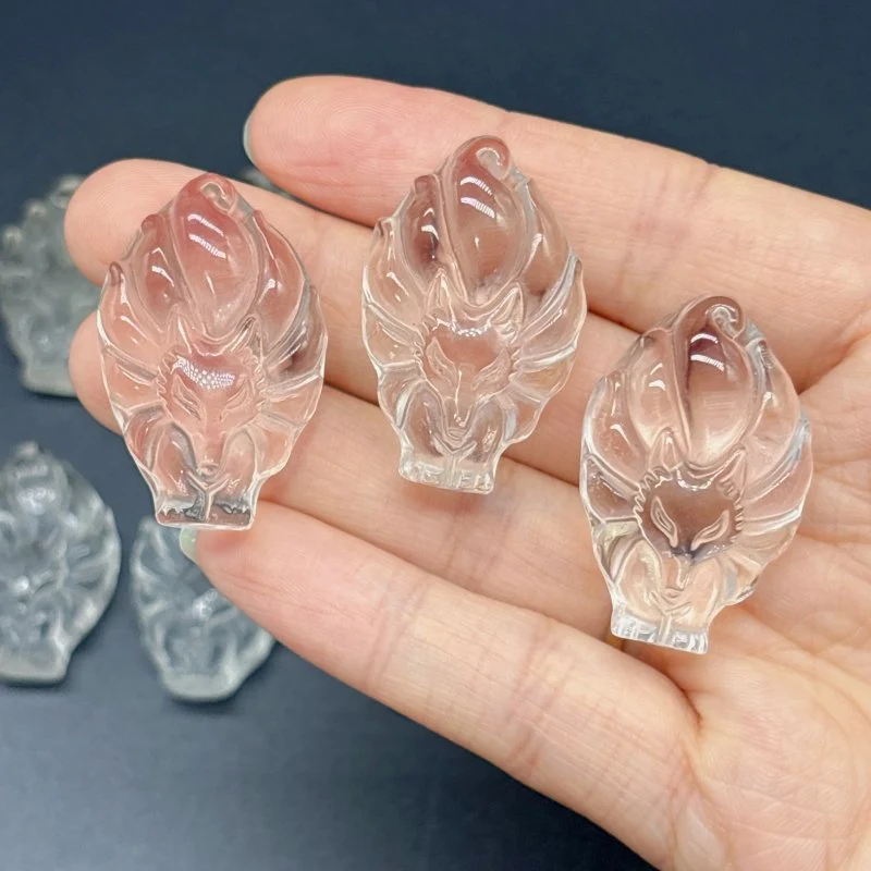 10 Pieces High Quality Clear Quartz Nine-tailed Foxes Carving - Image 3