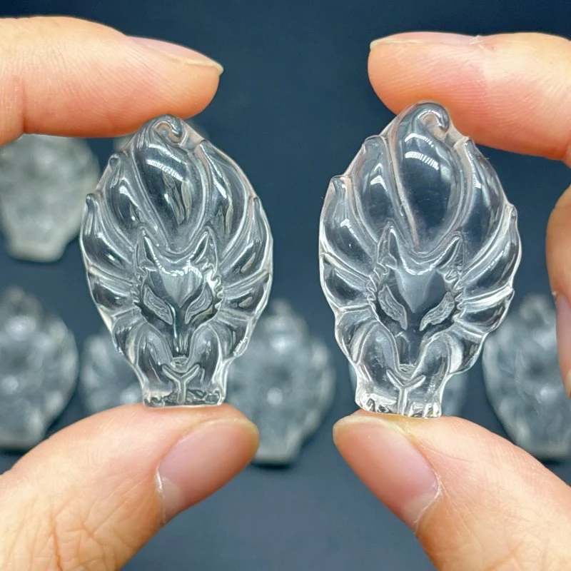 10 Pieces High Quality Clear Quartz Nine-tailed Foxes Carving - Image 4