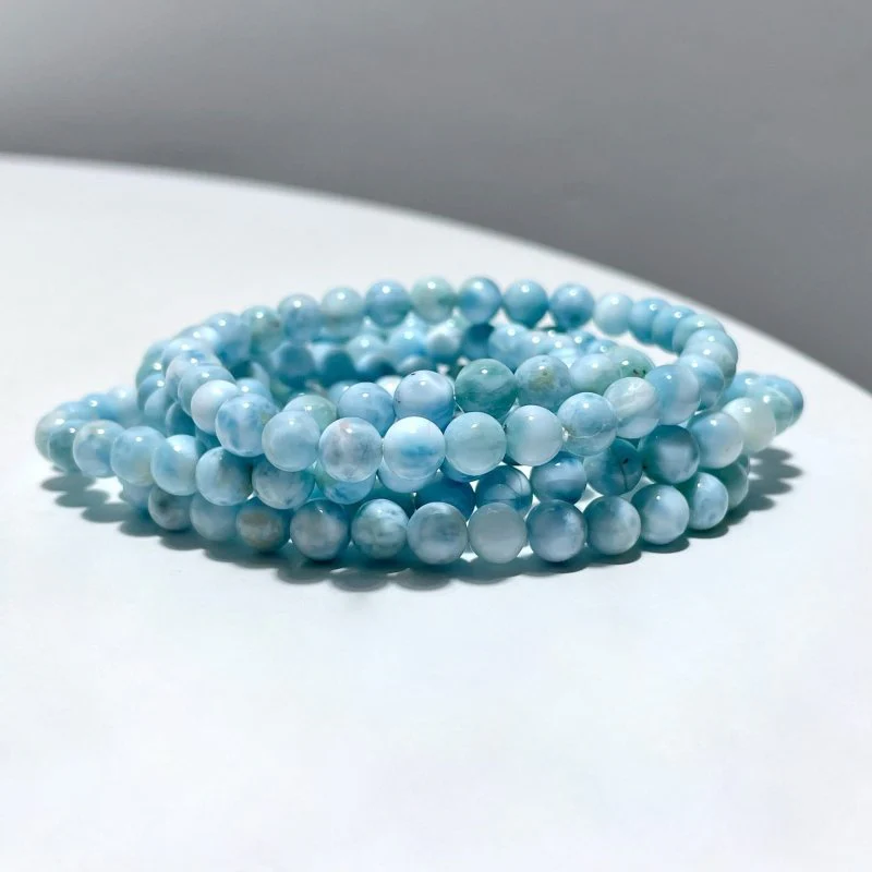 5 Pieces Larimar 6mm Bracelet Dominican Republic Larimar
