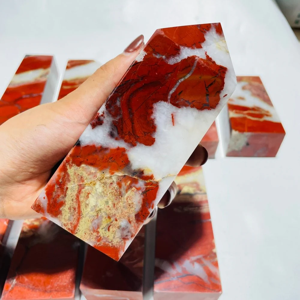 10 Pieces Red Jasper Fat Tower Points - Image 4