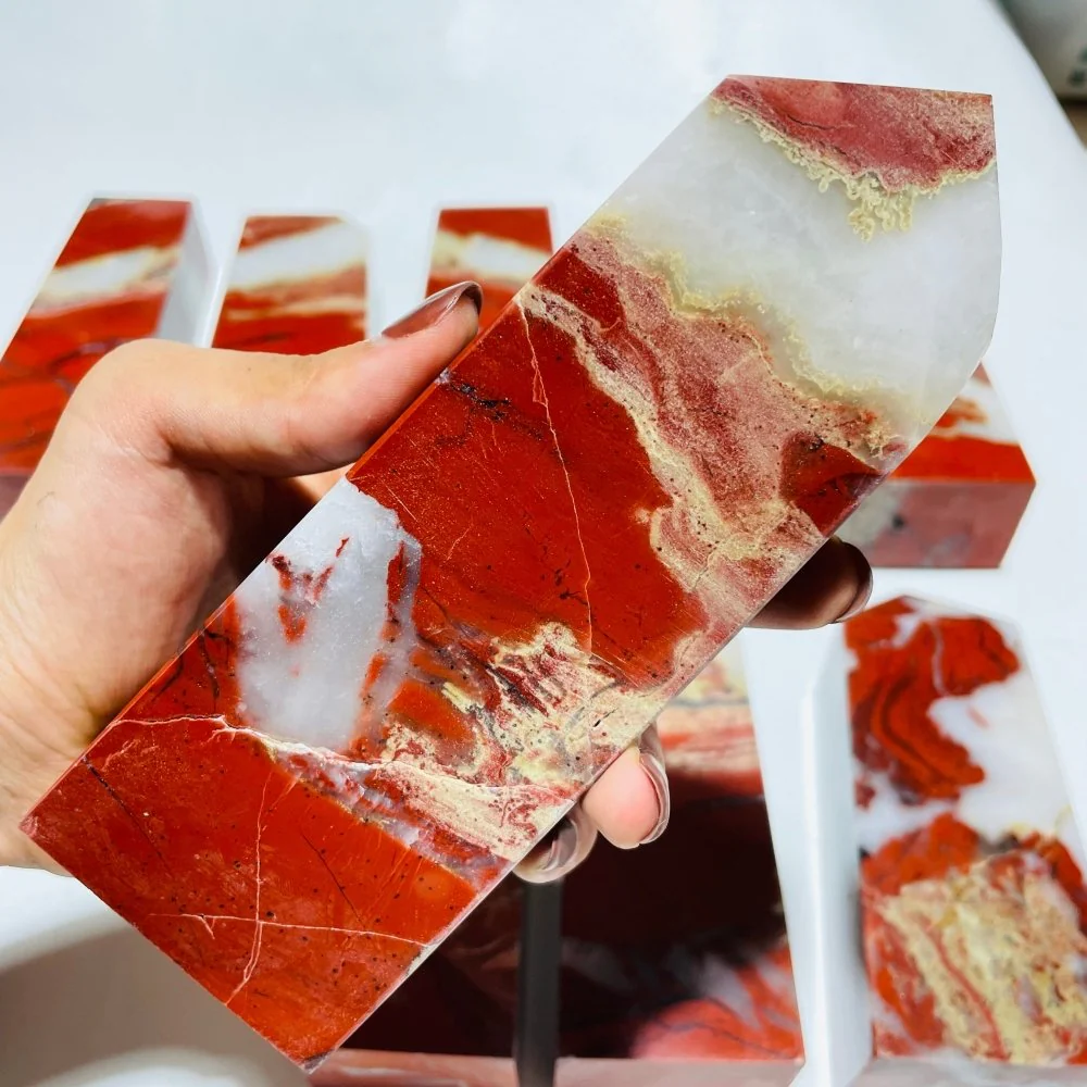 10 Pieces Red Jasper Fat Tower Points - Image 5