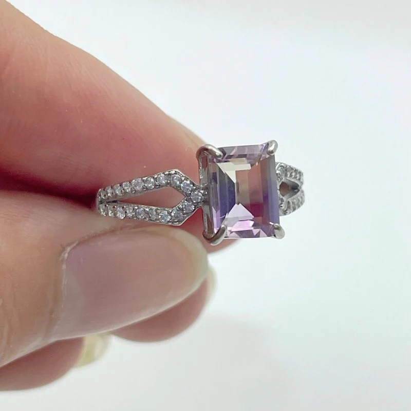 10 Pieces S925 Ametrine Sugar Cube Ring Style #1 - Image 2