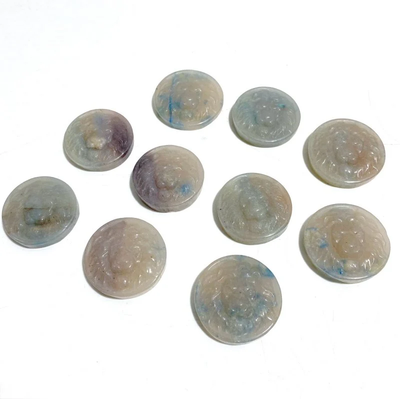 10 Pieces Trolleite Stone Lion Head Crystal Carving Closeout - Image 4