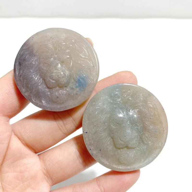 10 Pieces Trolleite Stone Lion Head Crystal Carving Closeout - Image 6