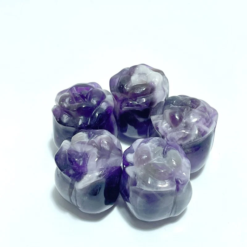 10 Types Small Rose Flower Carving Wholesale Fire Quartz Clear Quartz Yellow Calcite - Image 3