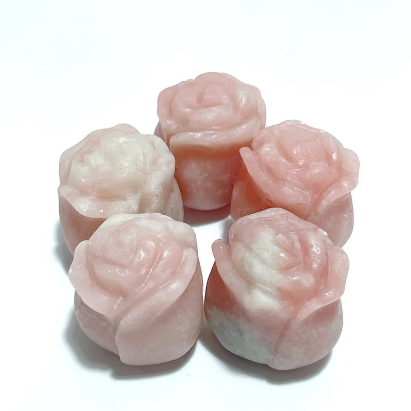 10 Types Small Rose Flower Carving Wholesale Fire Quartz Clear Quartz Yellow Calcite - Image 4