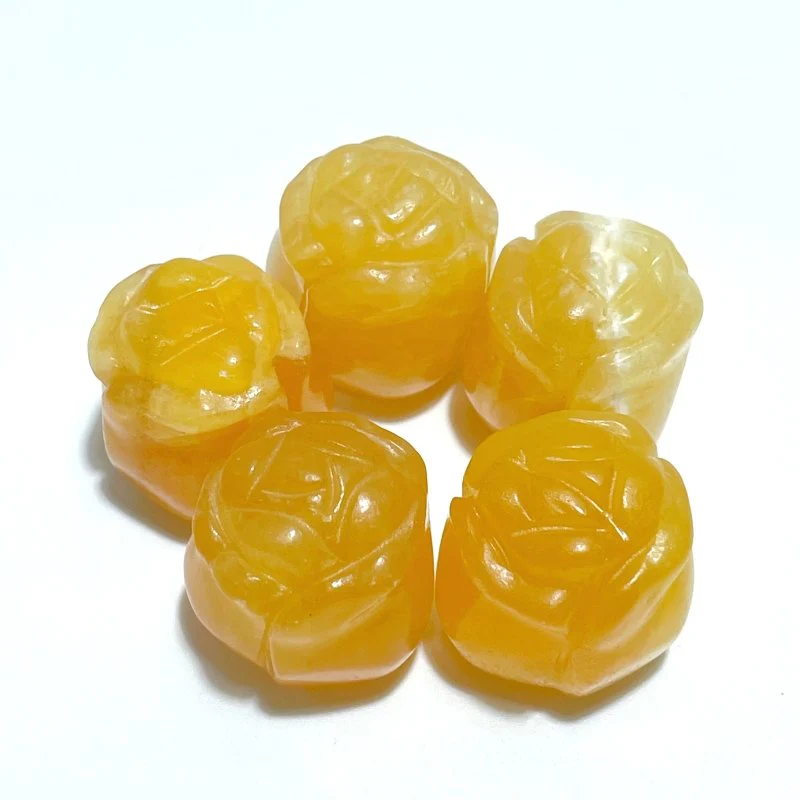 10 Types Small Rose Flower Carving Wholesale Fire Quartz Clear Quartz Yellow Calcite - Image 5